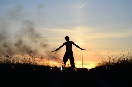 The Kecak Fire Dance at Uluwatu Temple, Bali, Indonesia.の写真素材