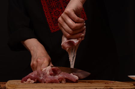 Mincer with fresh minced meatの写真素材