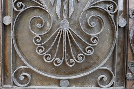 a brown wood old door in the centre of buenos aires argentina.の写真素材