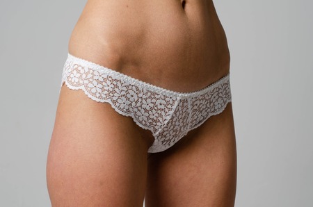 sexy asian woman on white lingerie.の写真素材