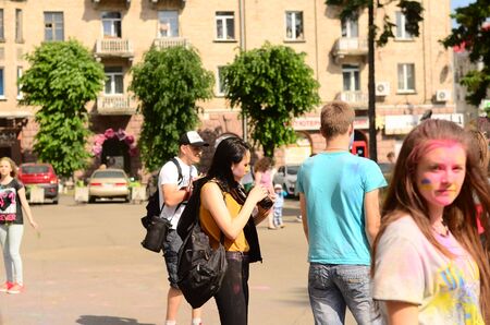 Lutsk, Ukraine - 01.06.2017 Pilgrims of the World Youth Day during concert Singing Europe. The concert is part of the Days in the Dioceses of World Youth Day and European Capitol of Cultureのeditorial素材