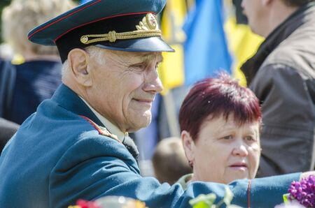 Lutsk ,Ukraine, MAY 9, 2014: Victory Day the 9th of May people column