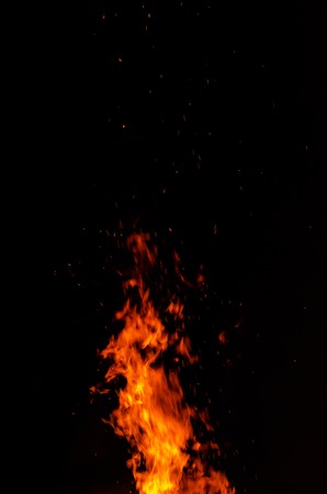 Night campfire with available space at left side