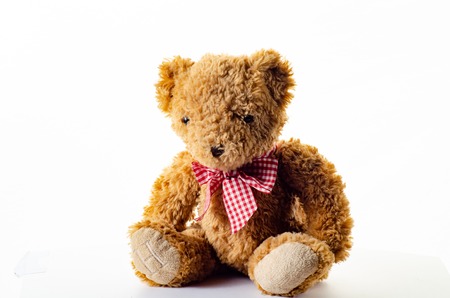 soft teddy bear isolated on white background.
