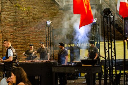 chefs working on grill Lutsk Ukraine 11-05-19