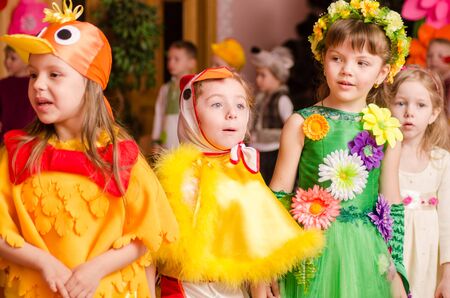 Ukraina, Lutsk, 13 March 2018. Kindergarten is the fifth. Childrens holiday matinee . Children preschoolers on holidayのeditorial素材
