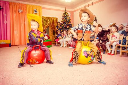 New Year's in kindergarten editorial reportage Ukraine Lutsk 27.12.2017.のeditorial素材