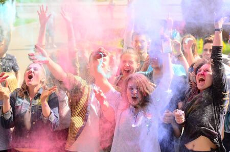 Lutsk, Ukraine - 01.06.2017 Pilgrims of the World Youth Day during concert Singing Europe. The...