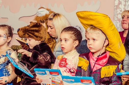 New Year's in kindergarten editorial reportage Ukraine Lutsk 27.12.2017.のeditorial素材