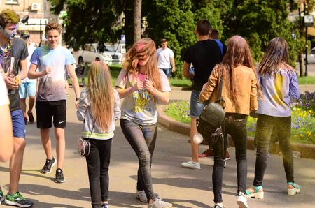 Lutsk, Ukraine - 01.06.2017 Pilgrims of the World Youth Day during concert Singing Europe. The...