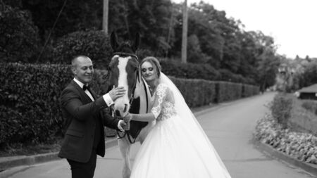wedding horse walk, typical Ukrainian wedding Lviv Ukraine 19.09.19.のeditorial素材