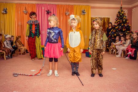 New Year's in kindergarten editorial reportage Ukraine Lutsk 27.12.2017.のeditorial素材