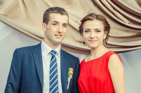 Lovely couple in Ukrainian wedding Lutsk Ukraine 26.09.2014.のeditorial素材