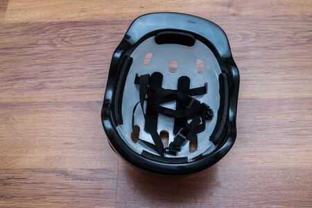 skating protection equipment, helmet and knee and wrist protectors, on a white backgroundの写真素材