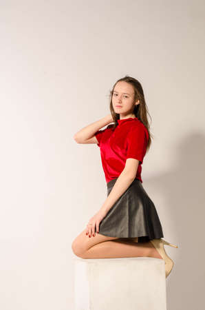 Portrait of young beautiful girl. Photo-shoot executed in the studio.の写真素材