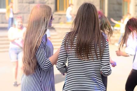 Lutsk, Ukraine - 01.06.2017 Pilgrims of the World Youth Day during concert Singing Europe. The concert is part of the Days in the Dioceses of World Youth Day and European Capitol of Cultureのeditorial素材