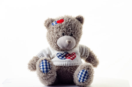 soft teddy bear isolated on white backgroundの写真素材