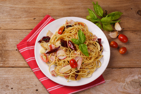Top view of Spaghettiの写真素材