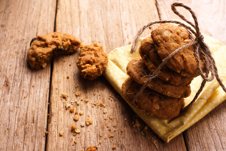 Cookie on wooden backgroundの写真素材