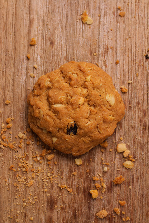Top view of  Cookie on wooden backgroundの写真素材
