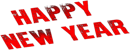 happy new year gretting card writen in Red on an white backgroundのイラスト素材