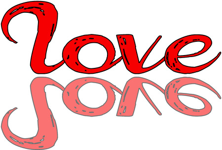 The word love in red on a white Backgroundのイラスト素材