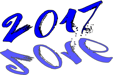 Happy New Year 2017 on a white background.