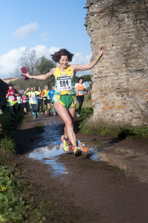 Athletes competing in Marathon of the Epiphany in Parco Degli acquedotti, Rome, Italyのeditorial素材