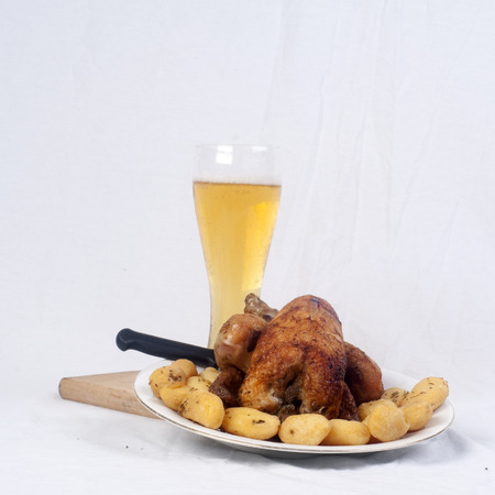 Chicken, roasted and potatoesの写真素材