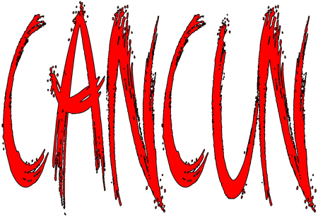 Cancun text sign illustration on white Backgroundのイラスト素材