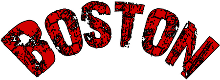 Boston text sign in red ink and curve illustration on white backgroundのイラスト素材