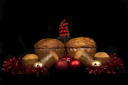 Christmas food and ornament composition still life, holiday seasonの写真素材