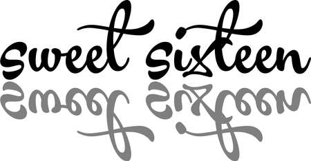 Sweet Sixteen text sign illustration on white backgroundのイラスト素材