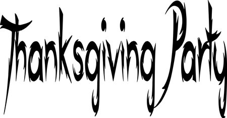 Tanksgiving party text sign illustration on white backgroundのイラスト素材