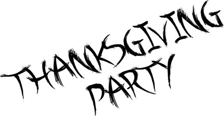 Tanksgiving party text sign illustration on white backgroundのイラスト素材
