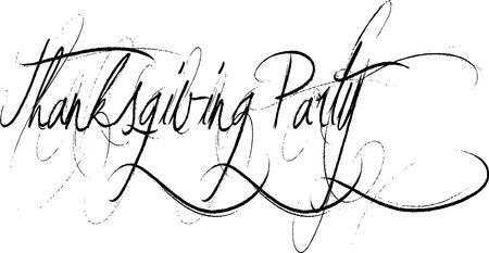 Tanksgiving party text sign illustration on white backgroundのイラスト素材