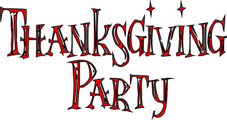 Tanksgiving party text sign illustration on white backgroundのイラスト素材