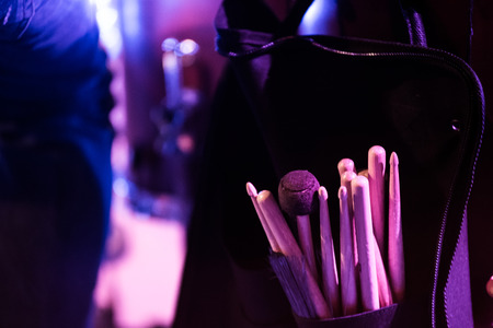 drumstick set for drummer, on a live concertの写真素材