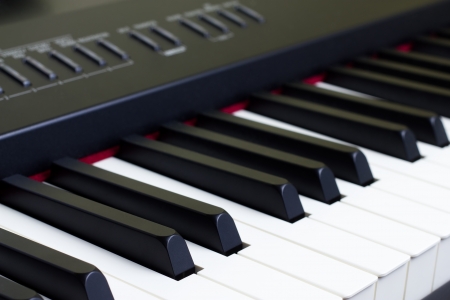 Side view of piano keys