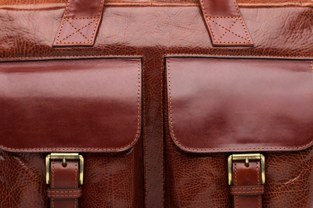 Brown natural leather men case closeupの写真素材