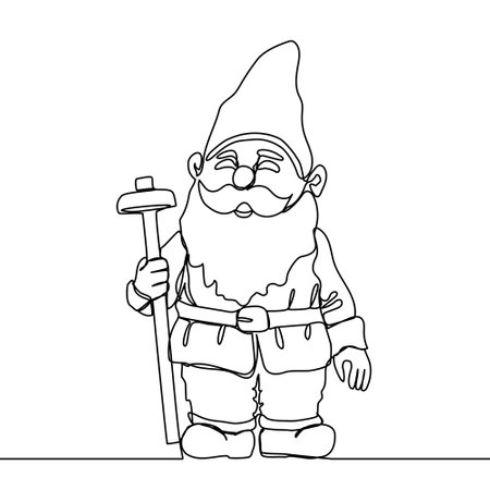 Little garden gnome with pickaxeのイラスト素材