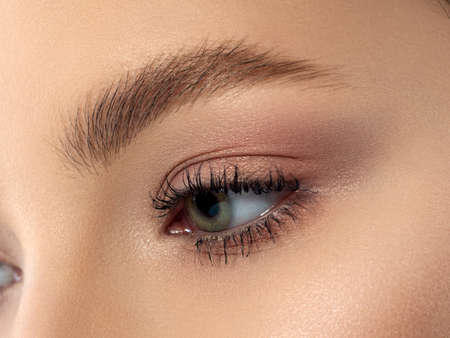Close up of gray woman eye