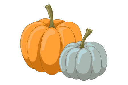 Cute orange and blue pumpkins vector illustrationのイラスト素材