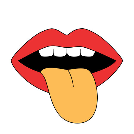 Woman lips licking with tongue sticking out