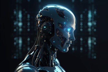 Artificial or machine intelligence and future technologies. Created by Generative AIの素材