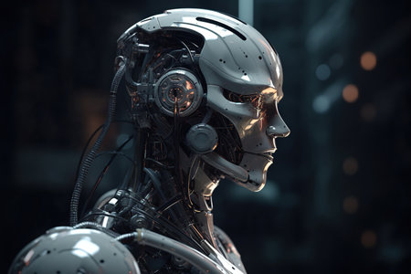 Artificial or machine intelligence and future technologies. Created by Generative AIの素材