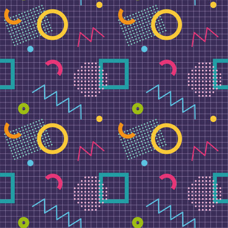 Abstract geometric vector seamless 90s or 80sのイラスト素材