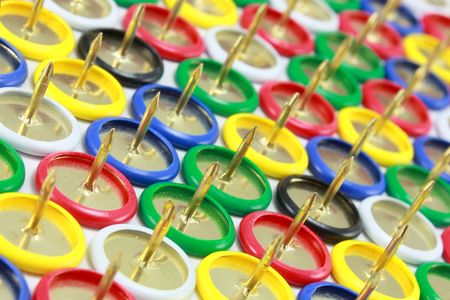 Close view of drawing pins
