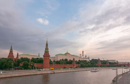 Cloudy sky above the Moskow Kremlin and riverの写真素材