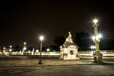 Place Concorde at night with sculpture Strasbourgのeditorial素材